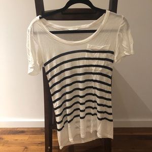 Club Monaco Blue & White Stripe Tee | Small